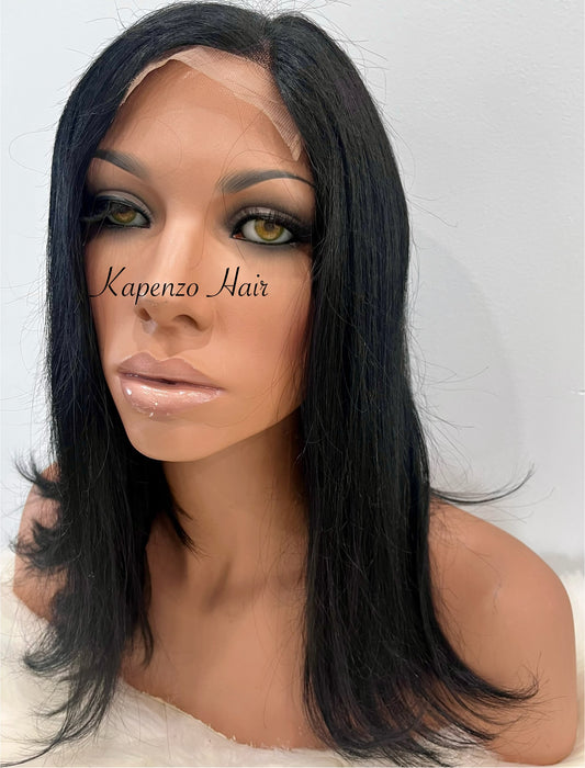 16inch Natural Black Wig – virgin hair