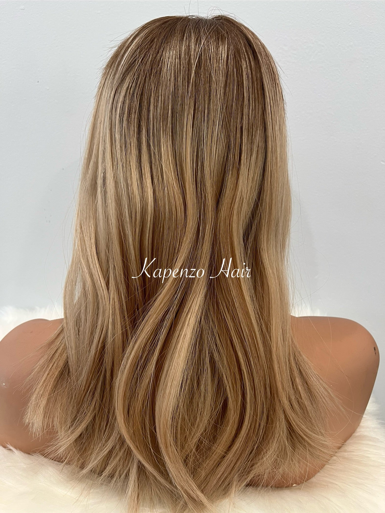 Glueless Medical Lace Front Wig – European Hair in Rooted Honey Blonde (16”–18”)