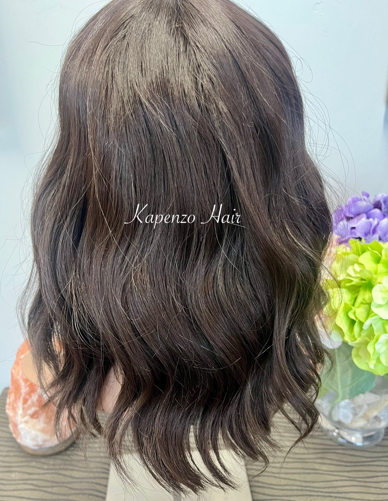 Chocolate Brown Synthetic LUX Wig with Bangs – Soft Waves