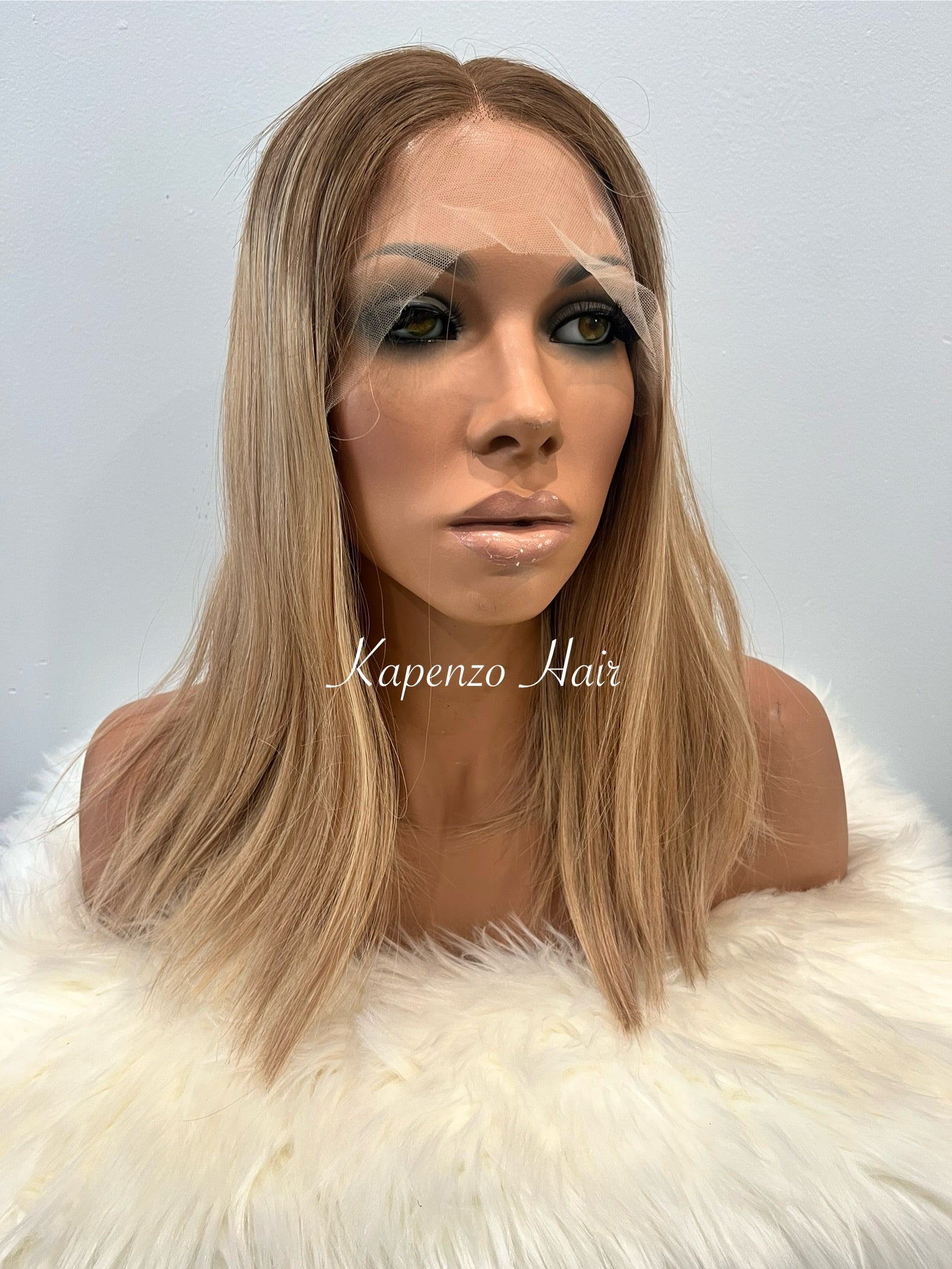 Glueless Medical Lace Front Wig – European Hair in Rooted Honey Blonde (16”–18”)