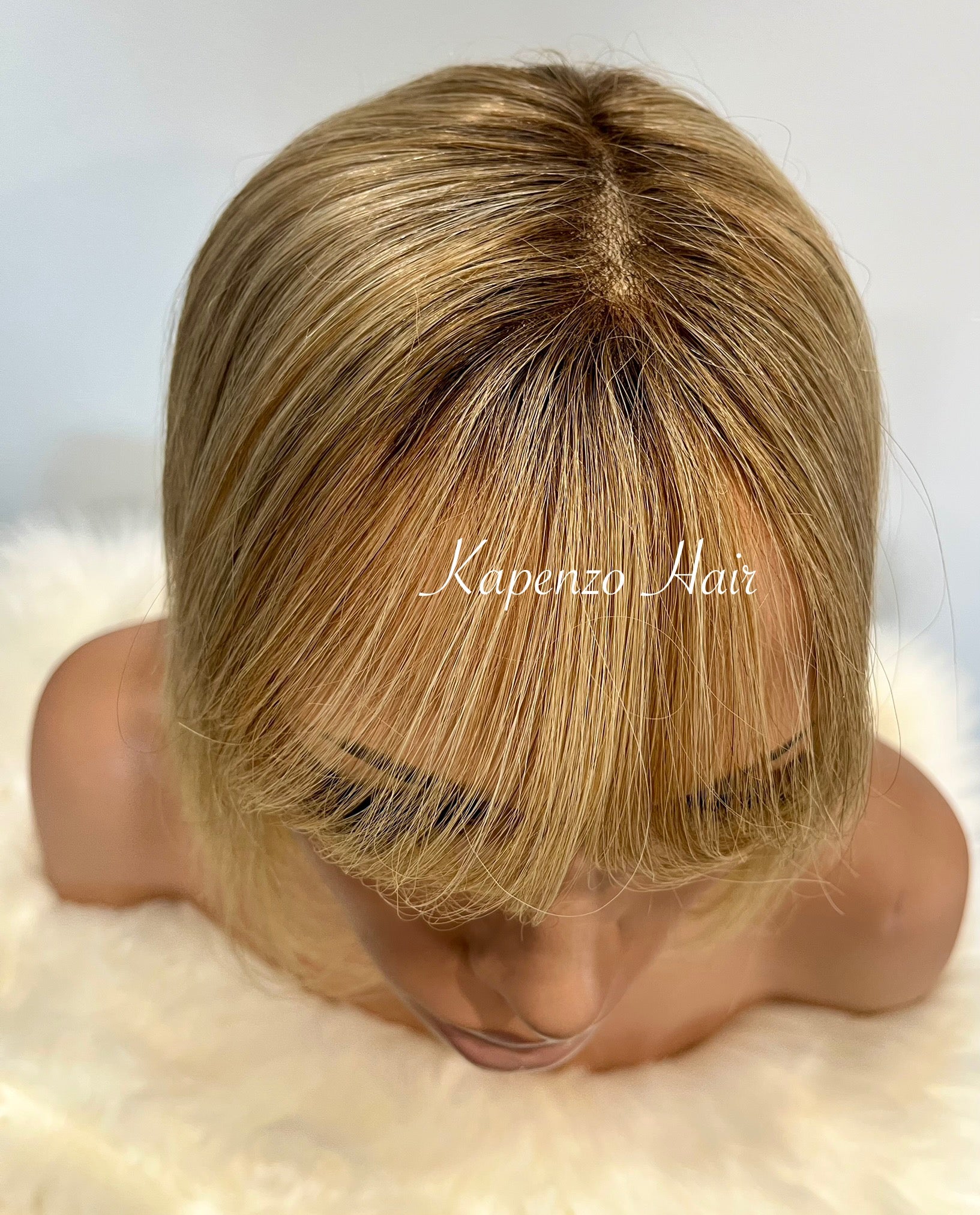 Blonde Topper 10-12inch Bangs with Root
