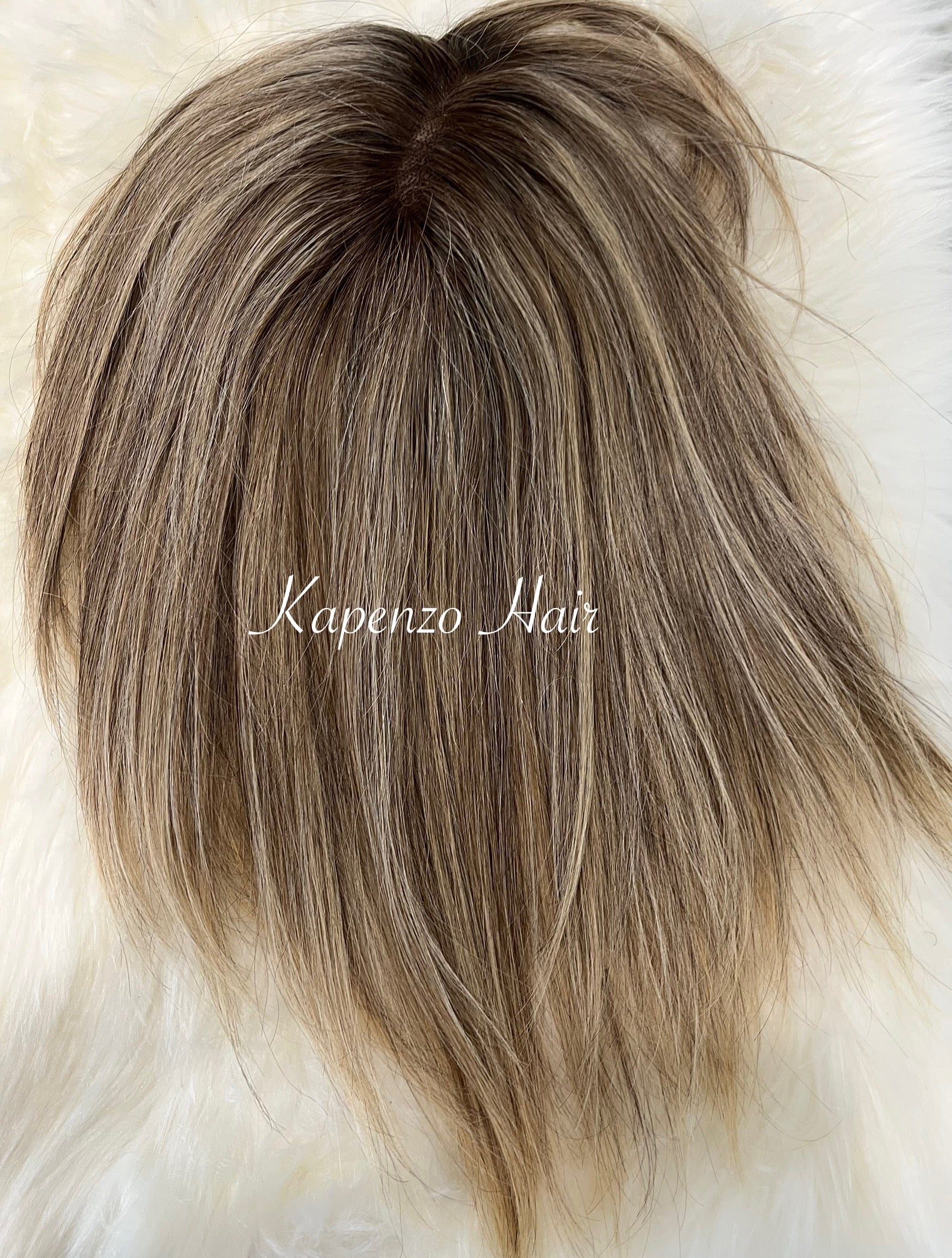 12-14inch Ash Blonde Topper with Roots