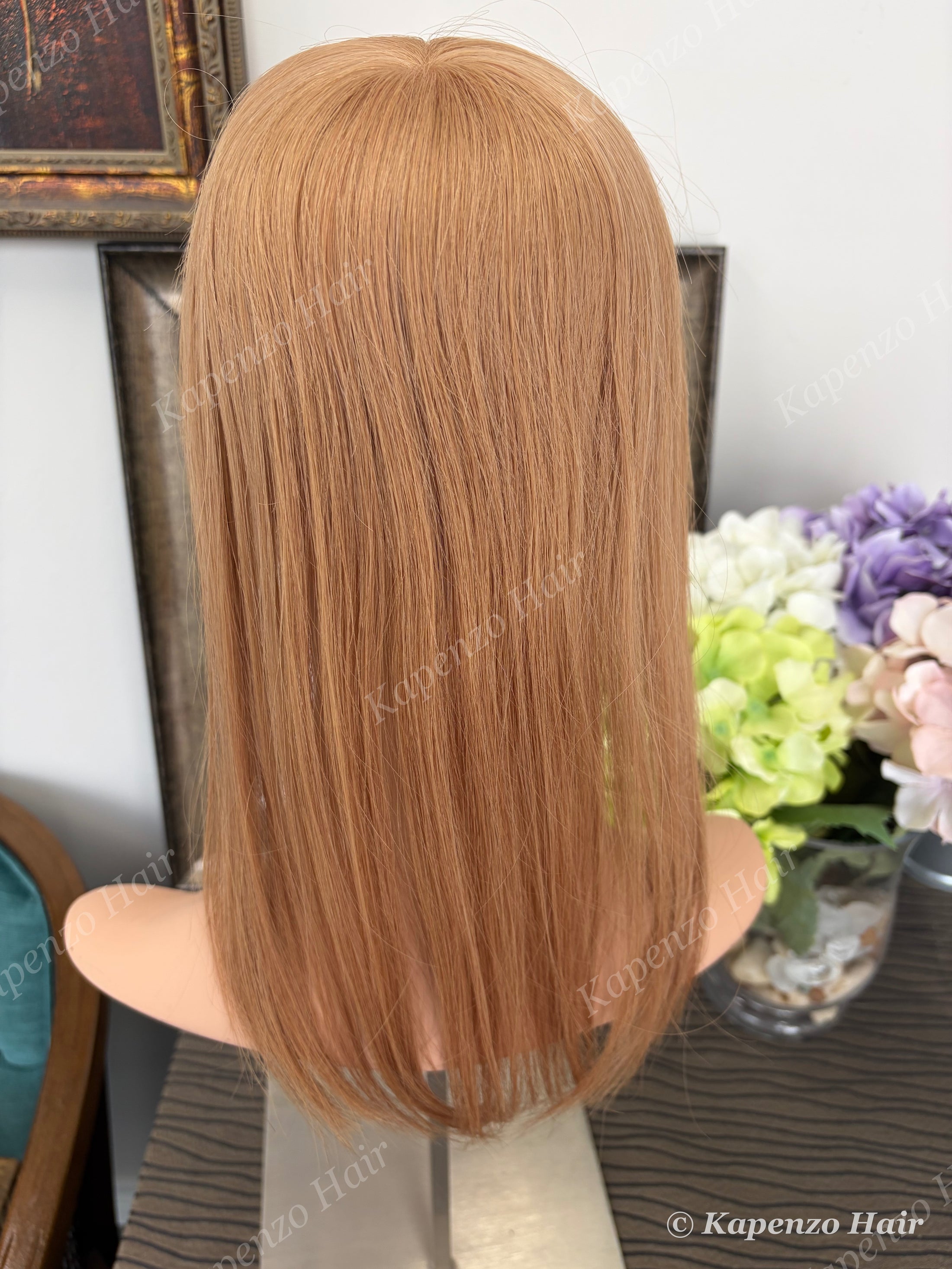 14”-16” Copper-Strawberry Blonde Human Hair Topper