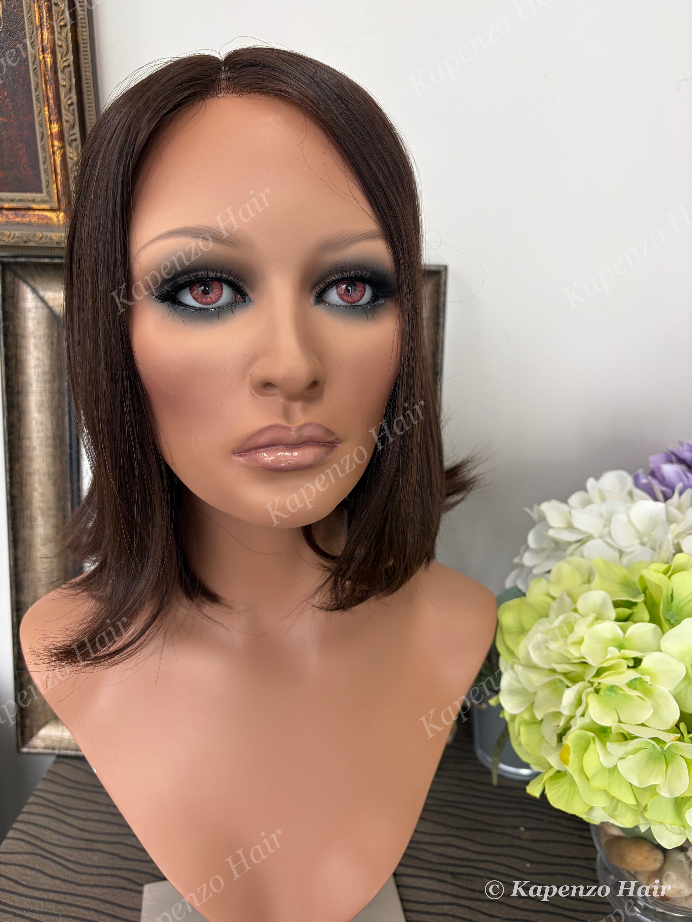 European Medical Human Hair Wig – Rich Brunette Bob