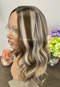 Load image into Gallery viewer, Ash Brown & Platinum Highlight Lace Front Synthetic LUX Wig
