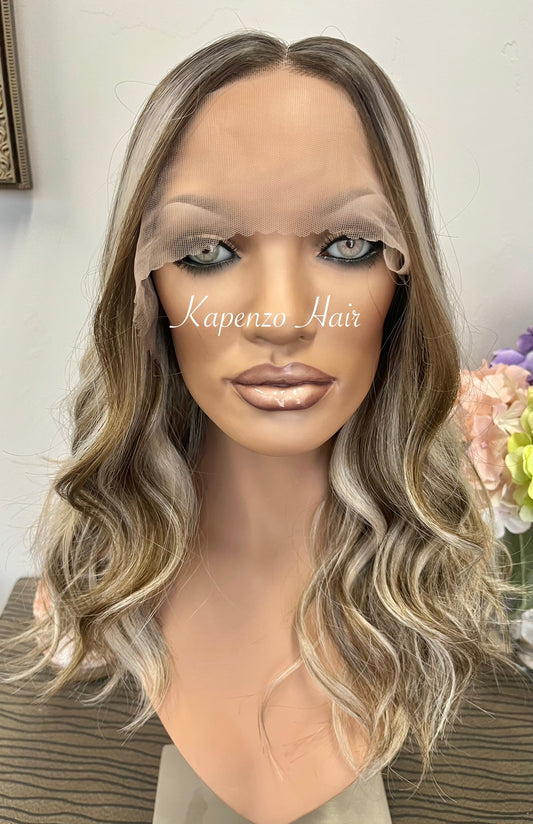 Ash Brown & Platinum Highlight Lace Front Synthetic LUX Wig