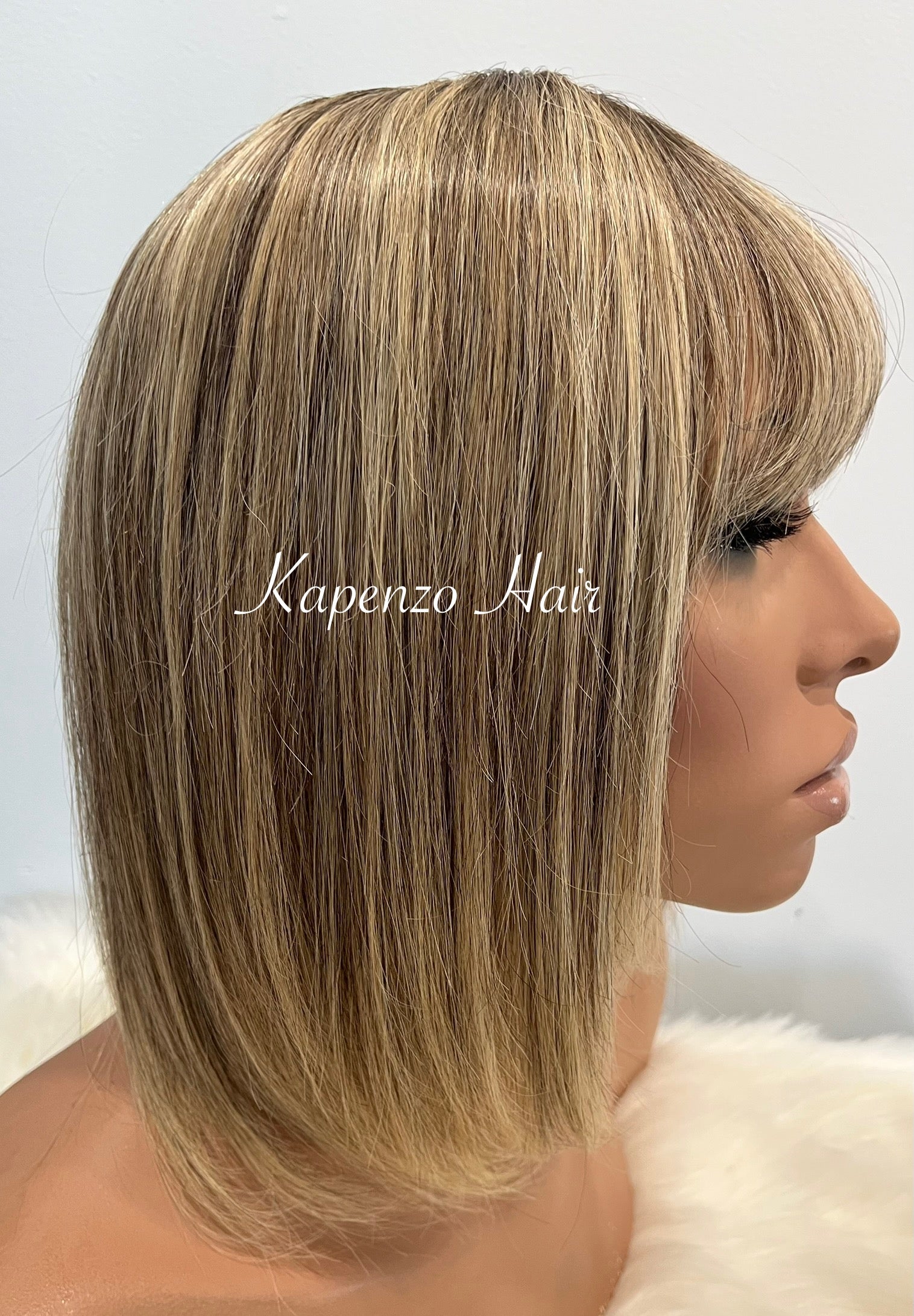 12-14inch Ash Blonde Topper with Roots