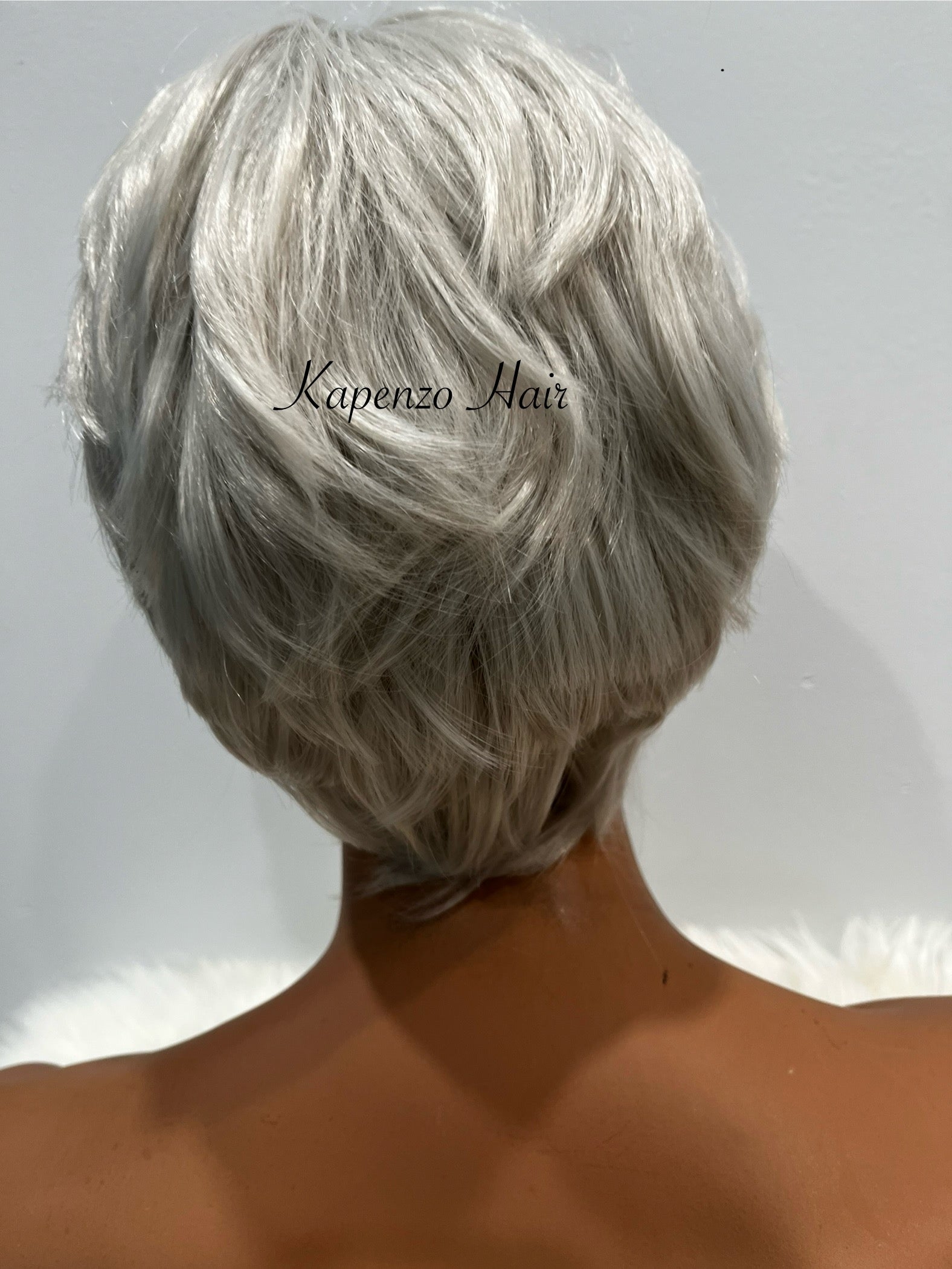 Short Silver Pixie Wig – Synthetic Hair