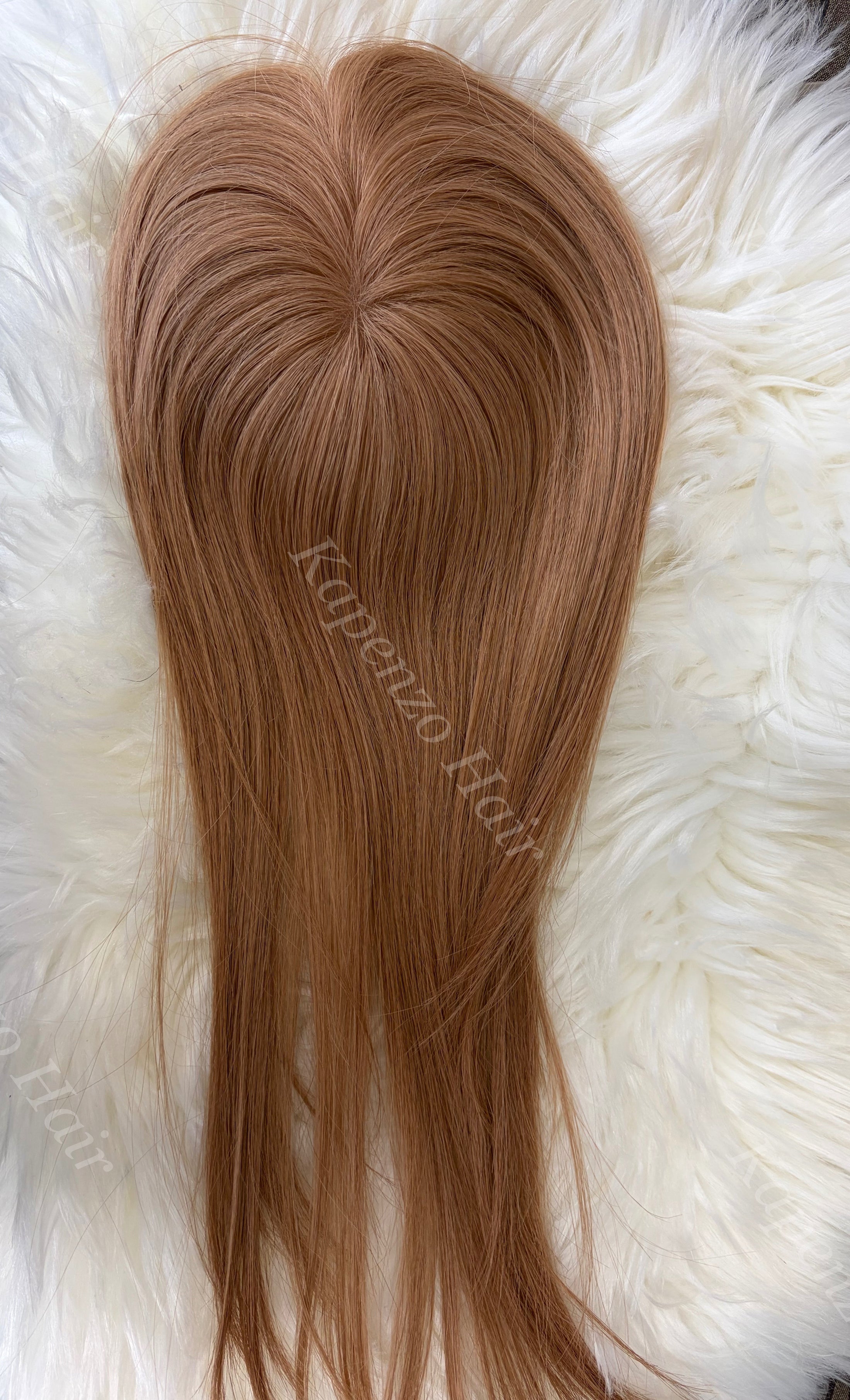 14”-16” Copper-Strawberry Blonde Human Hair Topper