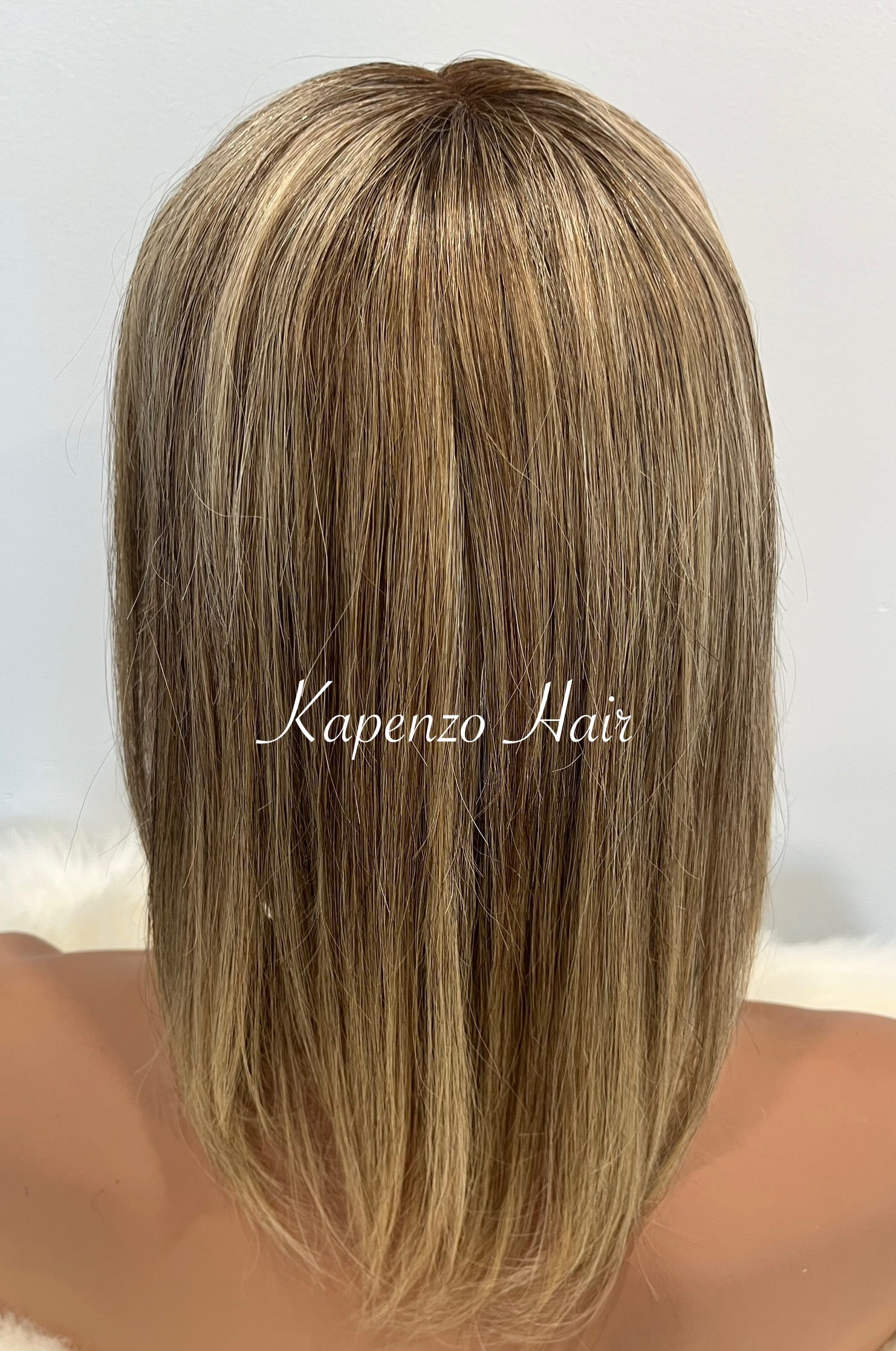 12-14inch Ash Blonde Topper with Roots