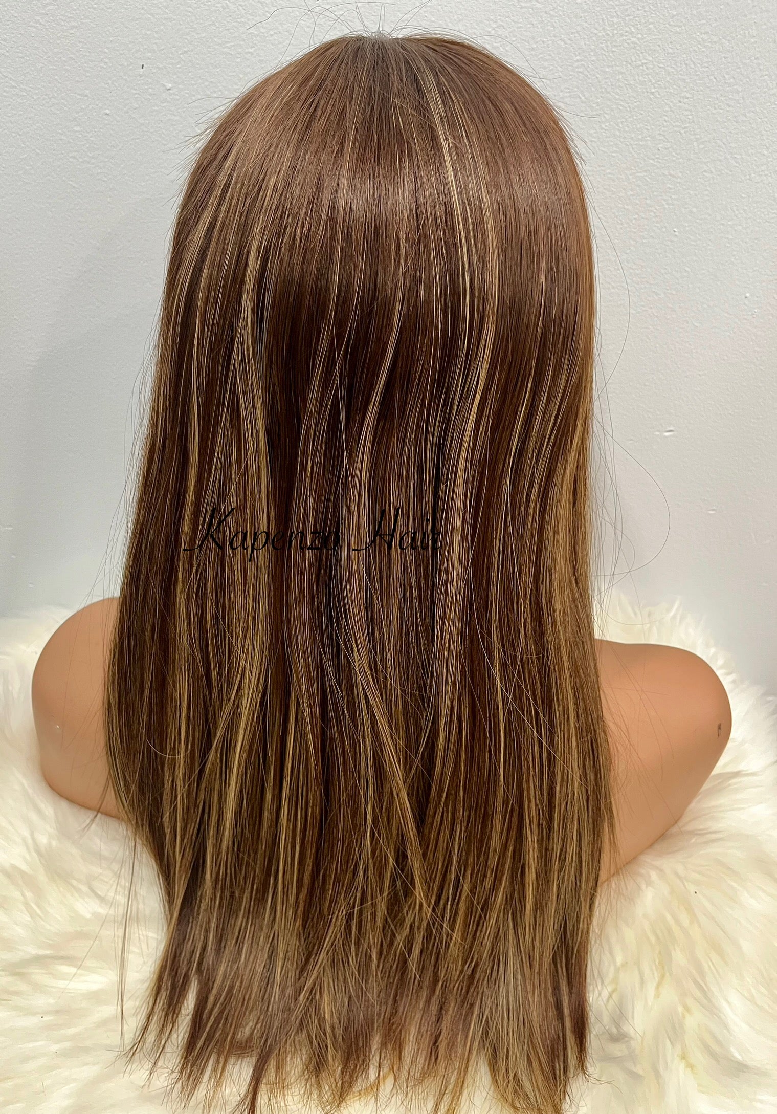 European Hair Wig Brown with Highlights– Lace Front