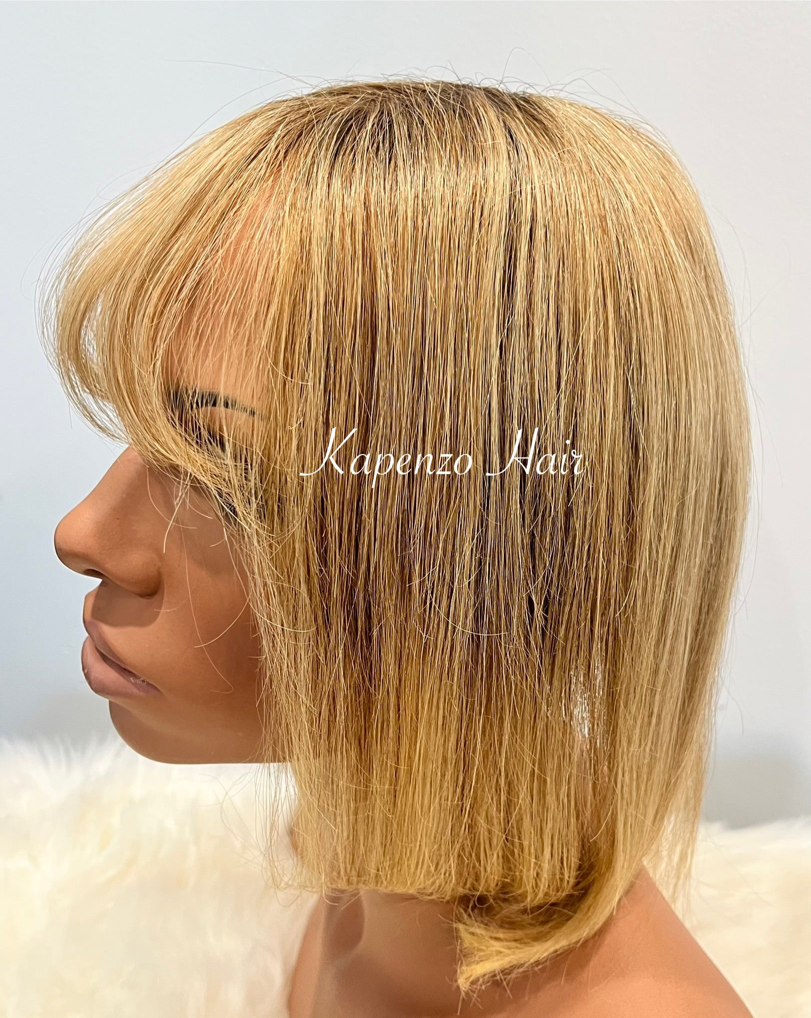 Blonde Topper 10-12inch Bangs with Root