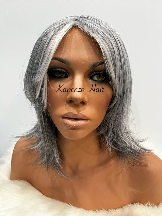 Mid-Length Salt & Pepper Layered Wig