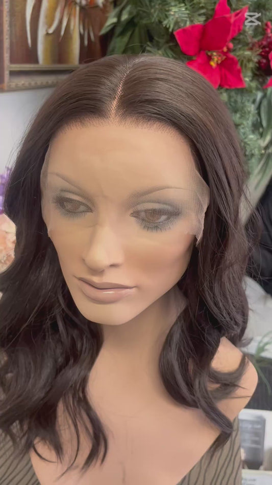 Chocolate Brown Lace Front Synthetic LUX Wig – Soft Waves