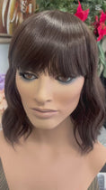 Load and play video in Gallery viewer, Chocolate Brown Synthetic LUX Wig with Bangs – Soft Waves
